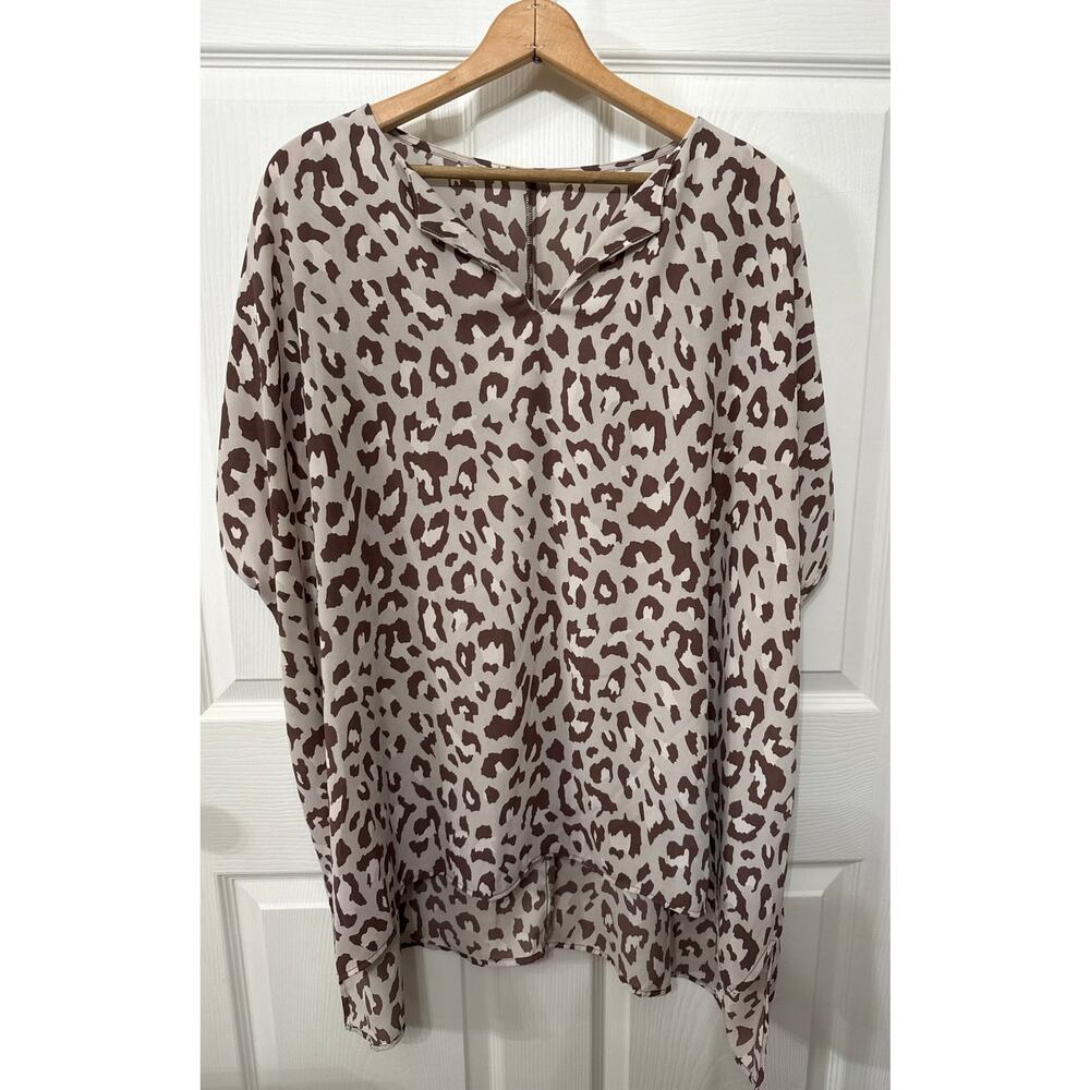 Carmela Real Love Cheetah Hi-Low Flowy Tunic Coverup, sz M